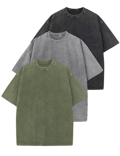 Yimoon 3 Pack Oversized Tshirts for Women Washed Vintage Baggy Boyfriend Tees Short Sleeve Unisex Cotton Tops(Blackgreyarmy-S) - Image 1