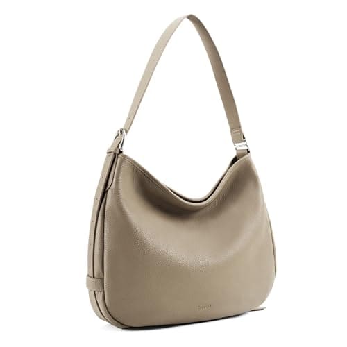 befen Genuine Leather Slouchy Hobo Bags for Women, Top Grain Leather Crossbody Bag Soft Hobo Purse Designer Trendy Women's Shoulder Handbags with Adjustable Strap for Daily & Travel, Taupe - Image 1