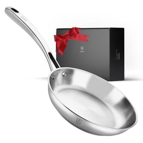 Lebof 8 Inch Stainless Steel Pan, 5-Ply Clad Base for Even Heating, 800℉ Oven Safe Frying Pan, Premium Cookware for Induction, Gas & Electric - Image 1