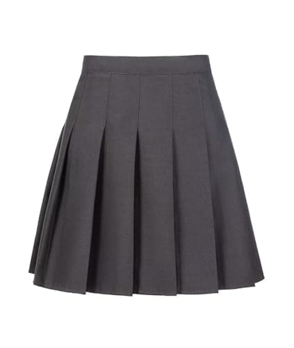 Womens Girl High Waisted Pleated Skirt A-Line Mini Skirt School Uniform Skater White Tennis Skirts with Lining Shorts Size S - Image 1