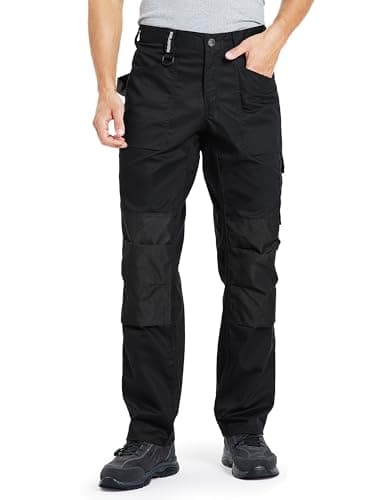 DURAWERK Men's Work Pants with Reinforced Knee Pad Pockets (Black,34W32L)