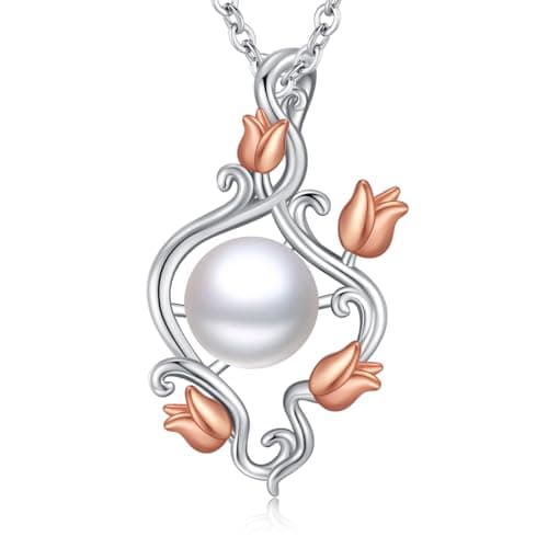 Sebina Pearl Pendant Necklace for Women,925 Sterling Silver Pendant Jewelry,Anniversary Christmas Birthday Valentines Gifts for Wife, Mom, Dauhter, Girlfriend,Her - Image 1