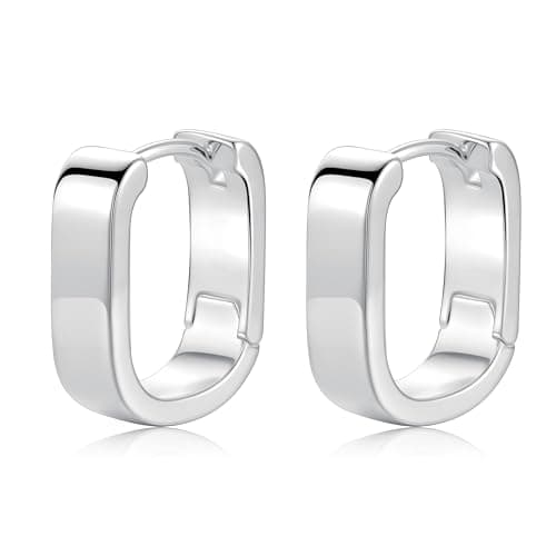 IEFWELL Silver Earrings for Women - Small Chunky Silver Earring for Women Hypoallergenic, Dainty Thick Huggie Hoop Earrings Trendy, Jewelry Gifts for Wife Girlfriend Mom - Image 1