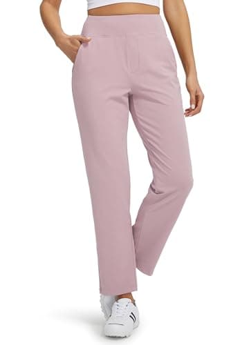 Libin Womens Casual Travel Pants Stretchy Golf Ankle Pants 7/8 Dress Pant Slacks Athletic Workout Sweatpants with 4 Pockets Dark Pink 2XL - Image 1
