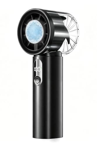 2026 Portable Handheld Turbo Fan with Ice Cooler, 5 Gear Strong Airflow, 3 IN 1 Mini Hand Fan for Hand, Desk & Travel, Up to 12Hrs, Battery Operated, Personal Fan for Outdoor, Makeup, Beach(Black) - Image 1