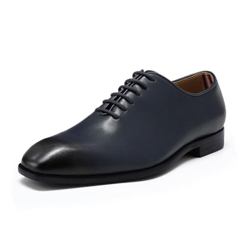 AUSTIN MILL Mens Dress Shoes Plain Toe Lace Up Oxfords for Business Work Wedding Office Prom Dark Blue - Image 1