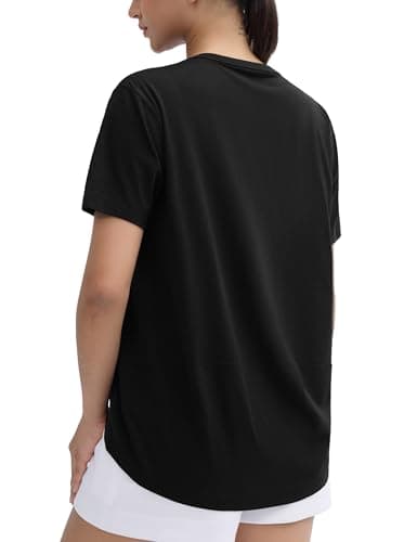 THE GYM PEOPLE Women's Loose Fit Workout T-Shirts V Neck Short Sleeve Running Yoga Lounge Tee Tops Black - Image 1