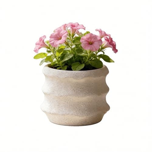 JINNTHE White Speckled Ceramic Planter, 5.5 Inch Irregular Coil Design Flower Pot, Modern Unique Textured Granular Finish Small Pot for Indoor Plants, Succulents, Cactus, and Home Office Decor Gift - Image 1