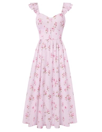 Women Maxi Floral Corset Dress,Milkmaid Sundress,Spring Dresses for Women 2026 Small Floral Foundation XL - Image 1