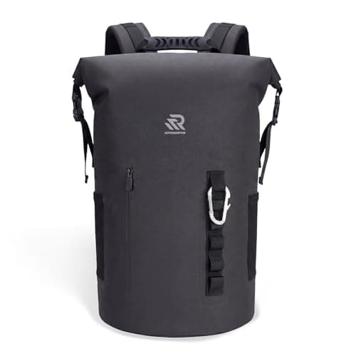 RIVONOVA Roll Top Closure Cooler Backpack for Dad Kayaking Beach Paddle Boarding Watersports, Premium 24 Hours Insulated Leak Proof Zipperless Soft Cooler for Men for Fishing, 35L Black - Image 1