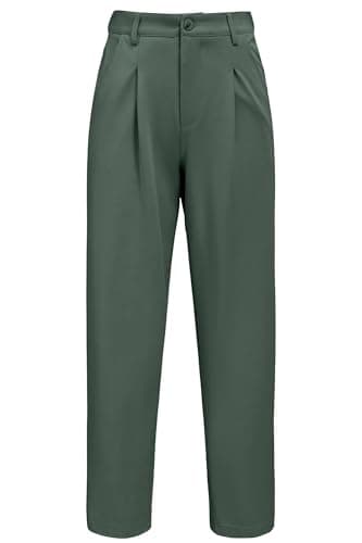 Arach&Cloz Summer Army Green Dress Pants Women Petite Work Office Wear Ankle Trouser Business Casual Teacher Outfits Slacks High Wasited Buttoms with 4 Pockets S - Image 1