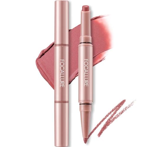 FOCALLURE Fuller Sculpt Dual-Ended Lip Liner & Lipstick 2-in-1,Long Lasting,Highly Pigmented Lip Pencil, Instantly Defines and Plumps for 3D Fuller Lips,PK02 LILAC - Image 1