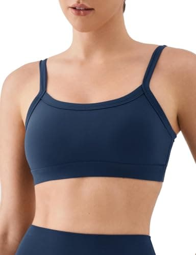 K-Swiss Sports Bras for Women Adjustable - Thin Straps Light Impact Strappy Wireless Padded Yoga Workout Gym Tops, Blue S - Image 1