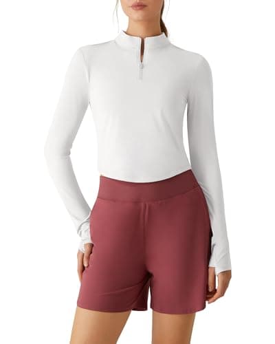 G4Free Women's UPF 50+ Sun Shirts for Running Thumbholes Long Sleeve Crop Workout Tops Casual Golf Athletic Tees(Pure White,XXL) - Image 1
