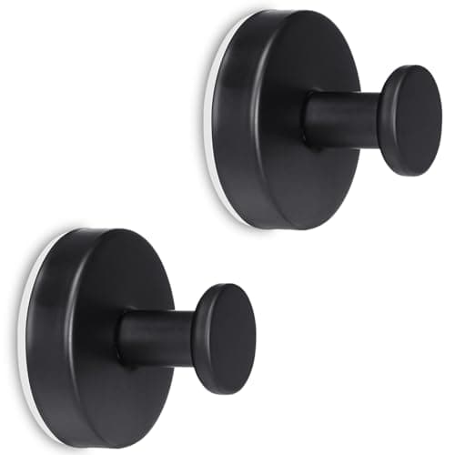 MNGD Towel Hook Shower Suction Hooks Towel Hanger for Bathroom Hanging Coat, Robe, Removable Wall Mounted Hook for Bedroom Kitchen Hotel Pool Matte Black(2-Pack) - Image 1