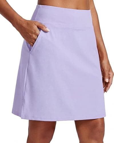 PrinStory Tennis Skirt for Women High Waisted Golf Skort Athletic Skirt Pickleball Skorts with Zipper Pockets Purple-XL - Image 1