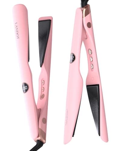 LANDOT 2 in 1 Hair Straightener Curler Twist Curling Flat Iron Dual Voltage - Image 1