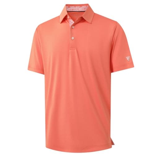 Mens Polo Shirts Short Sleeve Dry Fit Moisture Wicking Tech Performance Casual Sport Solid Golf Shirts for Men Melon - Image 1