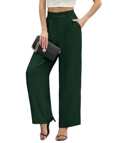 CZYINXIAN Wide Leg Pants for Women High Waist Casual Work Trendy Office Pants with Pockets(Dark Green,X-Large) - Image 1