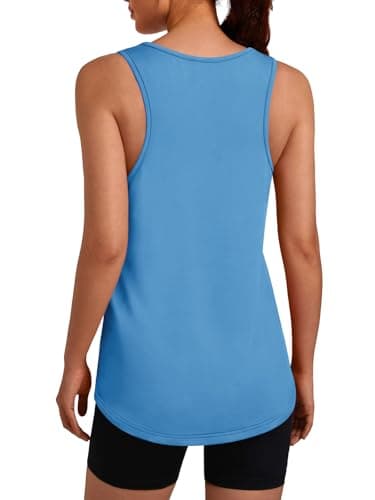 3rd hill Women's Workout Tank Tops Racerback Quick Dry Sleeveless Shirt for Yoga Running Gym Loose Fit Athletic Tanks Blue XL