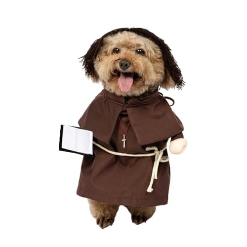 NACOCO Halloween Dog Priest Costume - Pet Minister Clothes Cat Funny Pope Clergy Outfit Apparel Adjustable for Small Medium and Large Dogs(Brown Priest, S)
