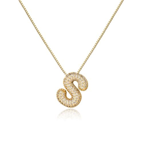 Cicy Bell Initial Necklace for Women 18k Gold Plated Cubic Zirconia Luxurious Personalized Dainty Letter Pendant Necklace Birthday Gifts - Image 1
