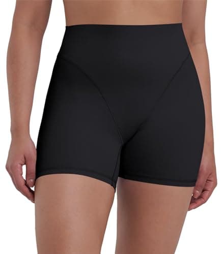 Sunzel Booty Contouring Biker Shorts for Women – High Waist Tummy Control Soft Squat Proof Thong Seams Workout Gym Spandex 4" Inseam Black Medium - Image 1