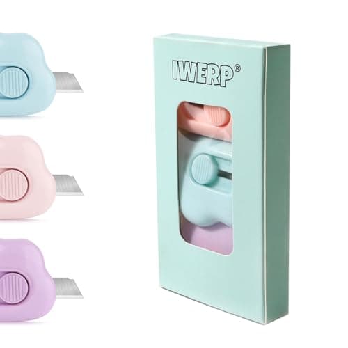 Box Cutters - 3 Pack Retractable Letter Opener, Adorable Cloud Tiny Paper Cutter for Key Chain Pocket Bag Package Envelope Mail Letter Box Paper DIY Projects for Girls and Boys - Image 1