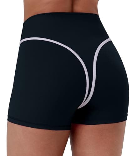 Sunzel Women's Color Block Biker Shorts - No Front Seam High Waisted Tummy Control Squat Proof Yoga Workout Shorts 2.5'' Black Small - Image 1