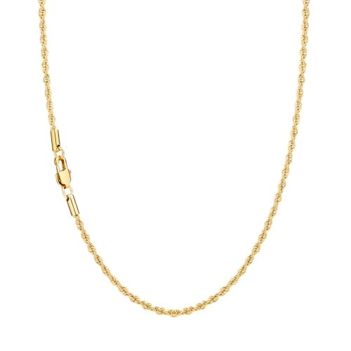 Pekttal 2mm Rope Chain 14K Gold Plated Necklace for Women Shiny, 18K Gold Chain for Women Durable, Non Tarnish Gold Necklace Chain,14 Inch - Image 1