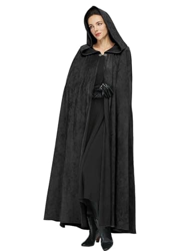 BEAUZSUZSANA Unisex Medieval Cloak with Hood 140cm Full Length Renaissance Cape Coat for LARP Halloween Cosplay (Dark Grey) - Image 1