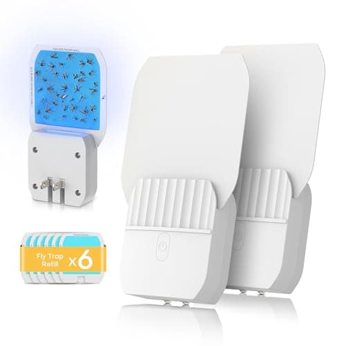 2 Pack Indoor Fly Trap with 5 Dual-Core UVA Beads for Gnat, Fruit Fly, and Moth, 1.5W Decorative Sticky Glue Board Bug Zapper for Home, Kitchen - Image 1