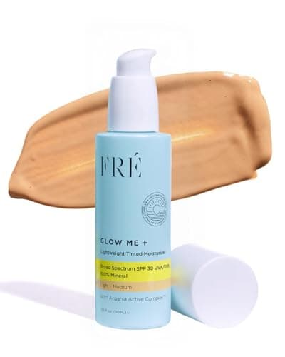 FRÉ Lightweight Tinted Moisturizer | Tinted Mineral Sunscreen Face, SPF with Tint & Tinted Moisturizer with Sunscreen | Light-Medium, 1.69 fl oz