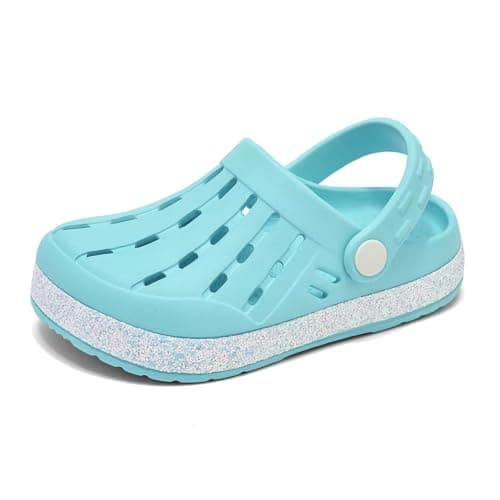Nedaan Kids' Clogs Boys Girls Garden Breathable Quick-Dry Anti-Slip Pool Water Shoes WaterBlue Shining - Image 1