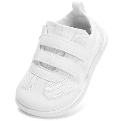 STQ KIDS Toddler Wide Toe Box Shoes Boys Girls Barefoot Sneakers Kids Tennis First Walking Zero Drop Daily Wear School Activities Breathable Comfort All White Little Kids Size 11 - Image 1