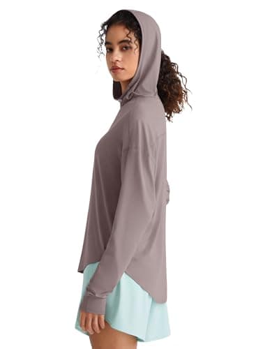 G4Free Sun Protection Hoodie Women with Thumbholes Adjustable Drawcord UPF 50+ UV Long Sleeve Casual Hiking Shirts Loose Fit(Gray Lilac,XS) - Image 1
