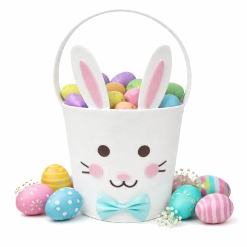 Easter Basket for Kids, Large Cute Animal Gift Basket with Premium Packaging for Egg Hunt, Candy & Toy Gifts, Nursery Toy Storage, Photo Prop & Spring Decorations(White Bunny) - Image 1