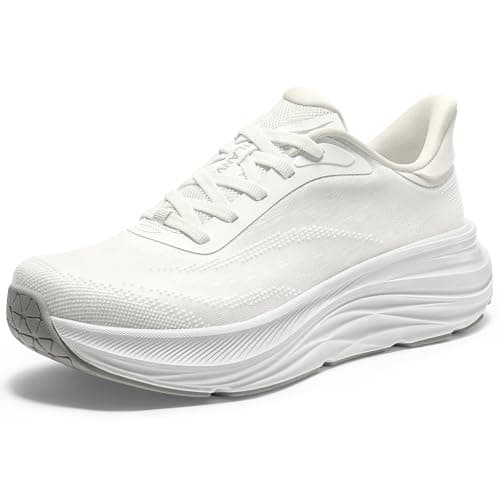 Vilanva Women's Walking Shoes Cushion Comfortable Running Tennis Shoes Non-Slip Workout Gym Athletic Breathable Fashion Sneakers (White 8.5) - Image 1