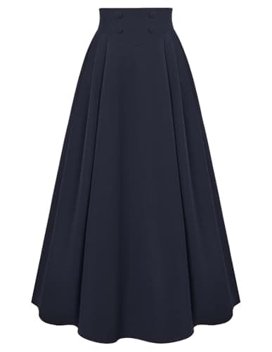 Scarlet Darkness Long Skirts for Women Maxi High Waisted A Line Skirt Renaissance Skirt with Pocket Blue S - Image 1