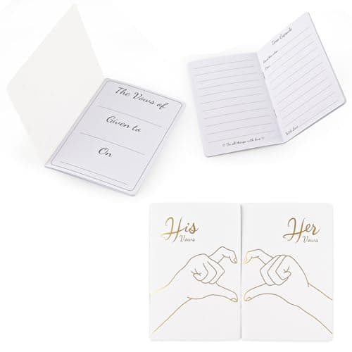 LERCTH Wedding Vow Books Set for Couples - His & Hers Gold Foil Journal with Hand Gesture Love Heart Design - Image 1