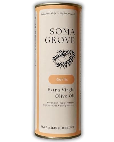 SOMA GROVE High Polyphenol Garlic-Infused Extra Virgin Olive Oil (750+ mg/kg) - Lab-Tested Greek Koroneiki for Daily Longevity & Antioxidant Support - Zakynthos Mountain Origin - 16.9oz - 2024/25 Harvest - Image 1
