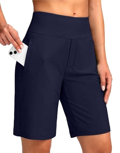 Viodia Women's 9" Long Swim Shorts Modest Swimsuits Bathing Suit Knee Length Bermuda Board Shorts for Women with Pocket Navy - Image 1
