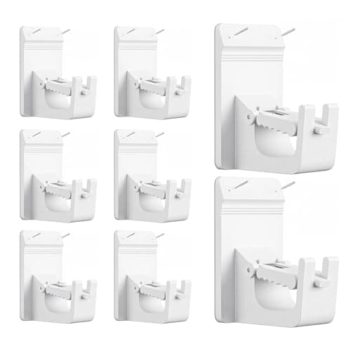 Universal Heavy Duty Curtain Rod Brackets, No Drill Curtain Rod Brackets with Adhesive & Invisible Nail, 30+LB Load Curtain Rod Holders, Damage Free Curtain Rod Hooks for Wall, Bathroom, Kitchen 8PC - Image 1