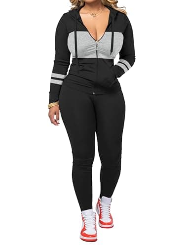STOLKISS Women 2 Piece Outfits Long Sleeve Tracksuit Zip Up Hoodie Matching Sweat Pants Sets Winter Hoodies Jogging Tracksuit - Image 1