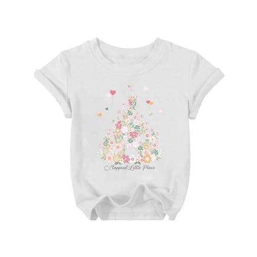 Magical Shirt for Girl Floral Graphic Tshirt Kids Cute Flower Holiday Summer Trip Tee Tops - Image 1
