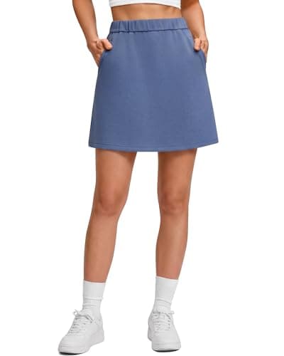G4Free Skirts for Women Trendy A-line Elastic Waistvband Modal Soft Casual Short Skirts with 2 Pockets Summer(Denim Blue,S) - Image 1
