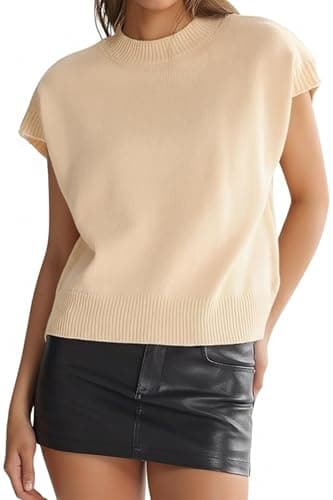 Orolay Women's Lightweight Sweaters Vest Cap Sleeve Crew Neck Knit Tank Tops Summer Going Out Outfits 2026 Trendy Lightkhaki - Image 1