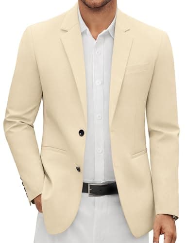 Vssjavun Mens Casual Blazer Business Suit Jackets Notch Collar Blazer Sport Coats for Dinner Light Khaki