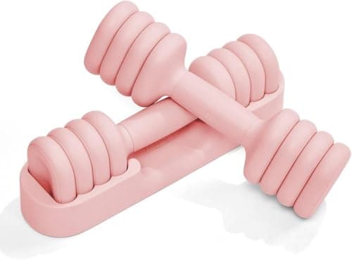 YOTTOY Adjustable Dumbbell Set of 2, 4-in-1 Hand Weights for Women at Home, Compact Free Weights Dumbbells Set with Soft Grip and Base, 2-5 lbs Each for Home Gym (Pink) - Image 1