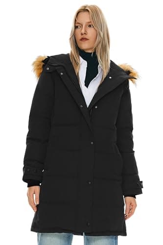 Orolay Women's Thickened Down Coat Long Puffer Jacket with Adjustable Hood Quilted Warm Winter Parka Black X-Small - Image 1